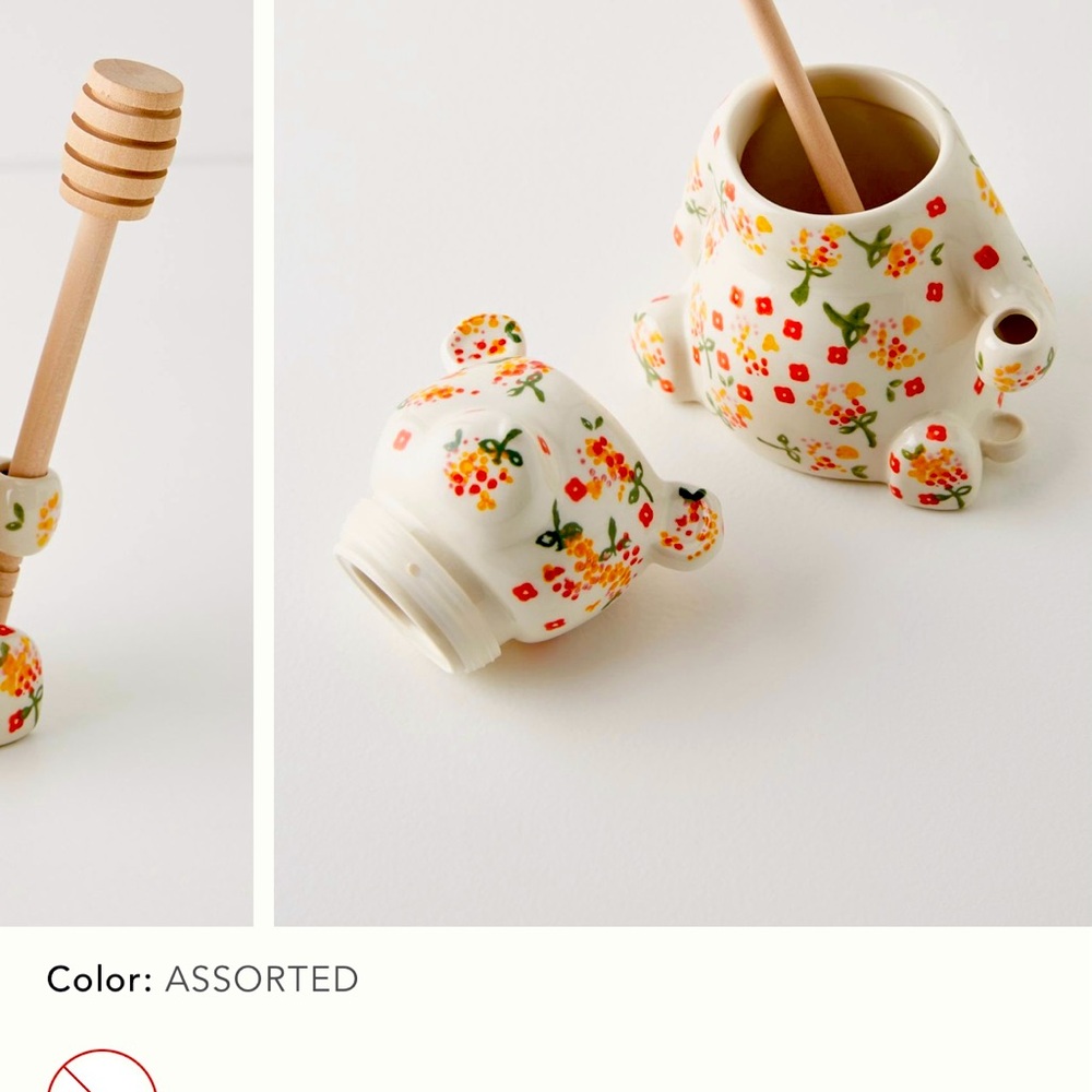 Anthropologie Floral Ceramic Honey Pot (SOLD OUT)